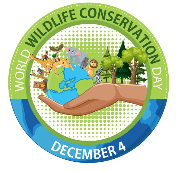 Giornata Mondiale Della Conservazione Della Fauna Selvatica Banner Design Illustration — Vettoriale Stock