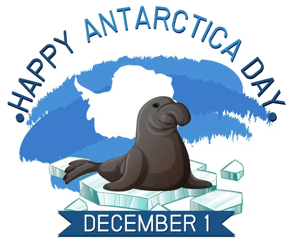 Antarctica Day Poster Template Illustration — Stock Vector