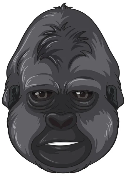 Kop Van Zwarte Gorilla Geïsoleerde Illustratie — Stockvector