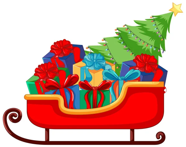 Cadeaux Noël Sur Traîneau Illustration — Image vectorielle