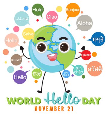 Dünya merhaba bayrak tasarımı illüstrasyonu