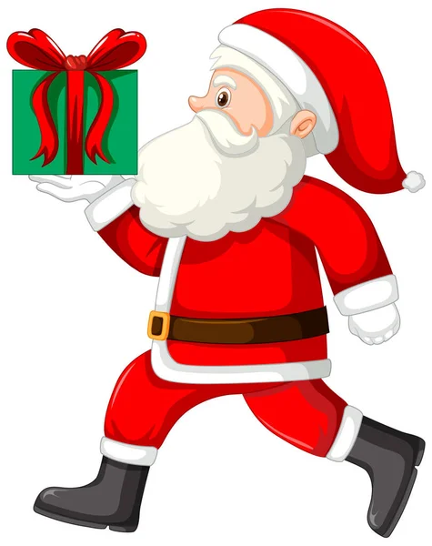 Santa Claus Holding Gift Box Illustration — Stockvektor