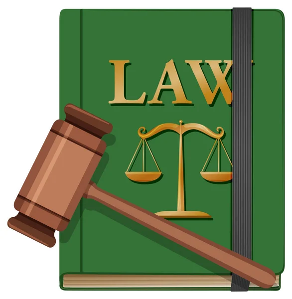 Gavel Δικαστής Σφυρί Και Δίκαιο Εικονογράφηση Βιβλίο — Διανυσματικό Αρχείο
