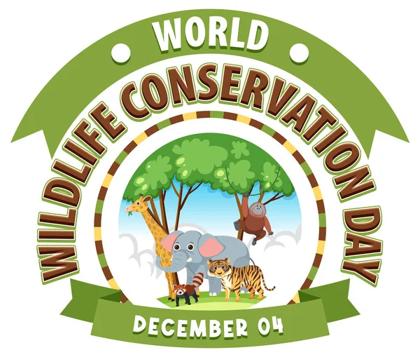 Día Mundial Conservación Vida Silvestre Banner Design Illustration — Archivo Imágenes Vectoriales