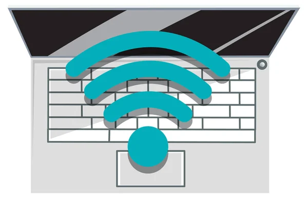 Symbole Wifi Sur Illustration Ordinateur Portable — Image vectorielle