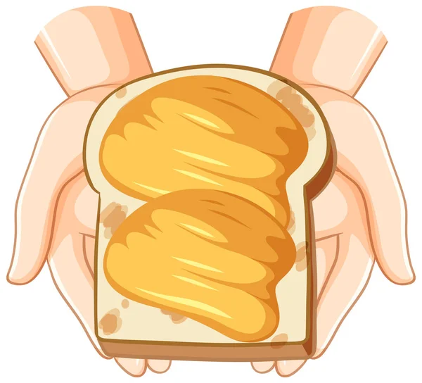 Brot Mit Butter Cartoon Stil — Stockvektor