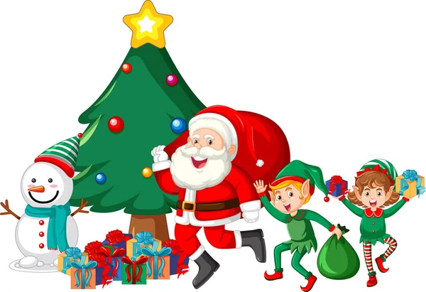 Karácsonyi Caroon Karakterek Elszigetelt Illusztráció — Stock Vector
