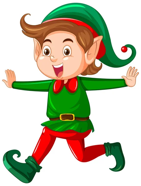 Vánoční Elf Tanec Kreslené Postavy Ilustrace — Stockový vektor