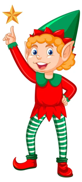 Enfant Mignon Portant Illustration Dessin Animé Costume Elfe — Image vectorielle