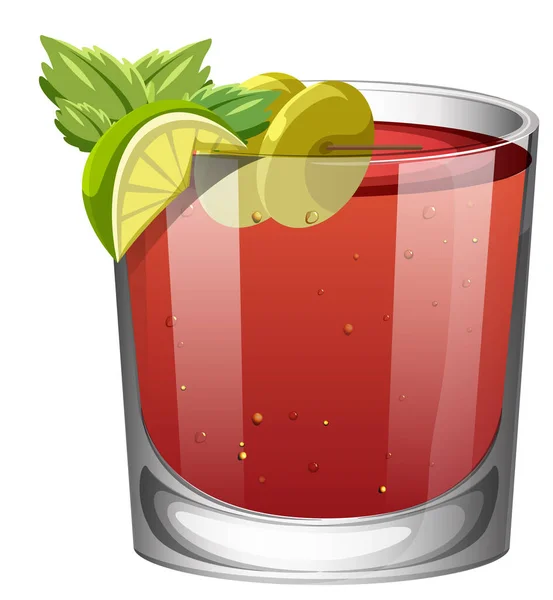 Glas Blutiger Cocktail Isoliert Illustration — Stockvektor