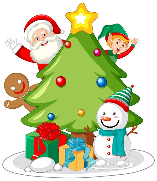 Aranyos Karácsonyi Karakterek Ikon Elszigetelt Illusztráció — Stock Vector