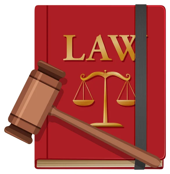 Gavel Giudice Martello Legge Libro Illustrazione — Vettoriale Stock