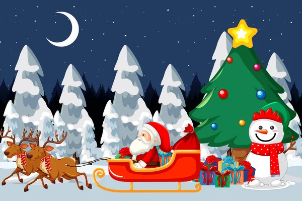 Navidad Noche Cartel Diseño Ilustración — Vector de stock