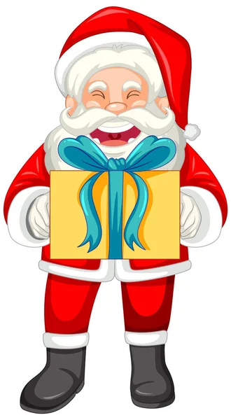 Der Weihnachtsmann Mit Einem Geschenkkarton — Stockvektor