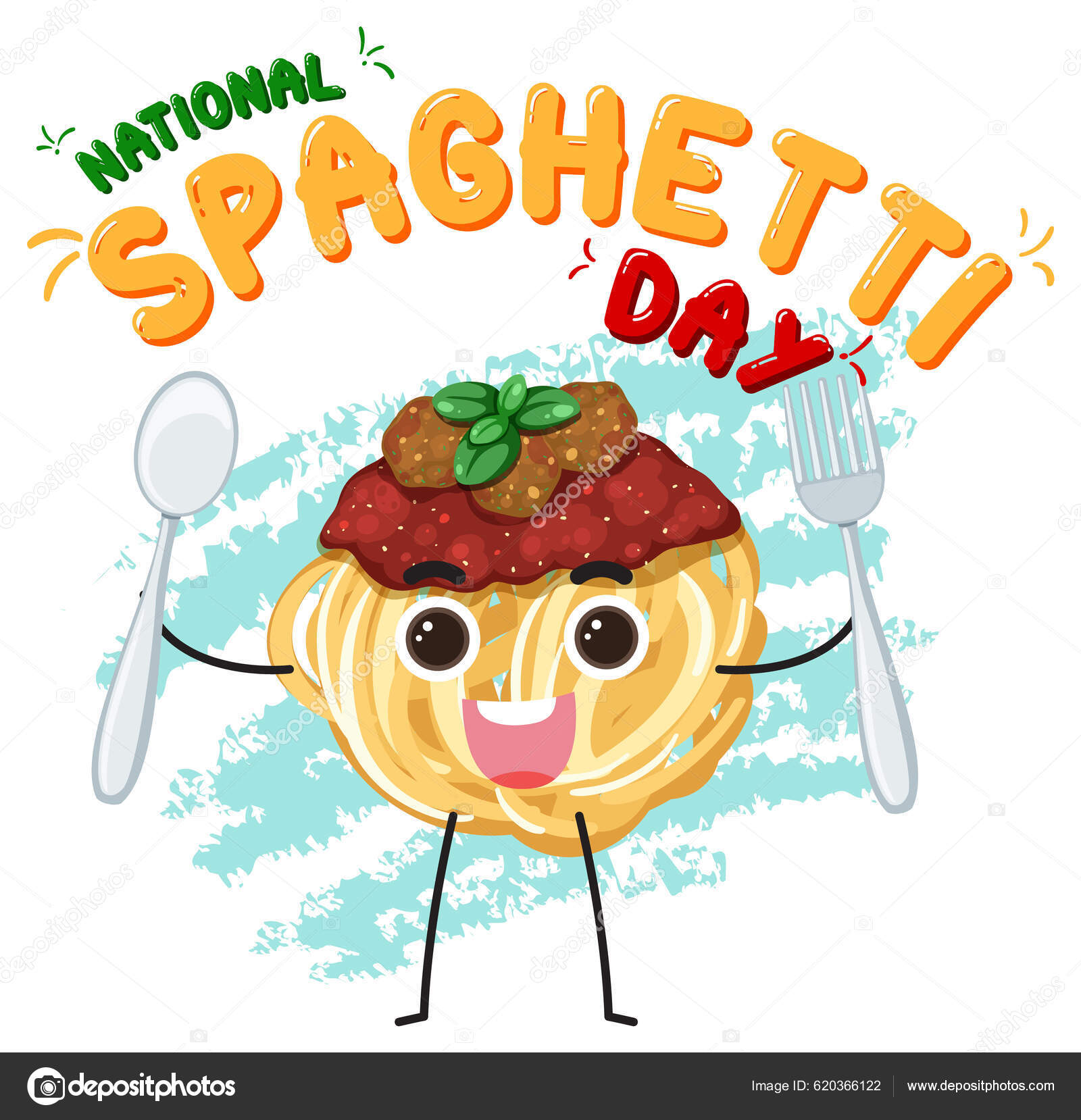 National Spaghetti Day Banner Design Illustration Stock Vector by