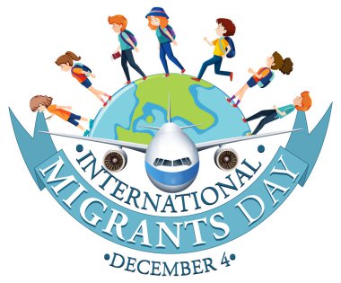 Uluslararası Göçmenler için Bayrak Tasarımı illüstrasyonu