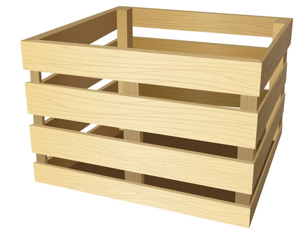 Realistic Wooden Crate Isolated Illustration — Stok Vektör