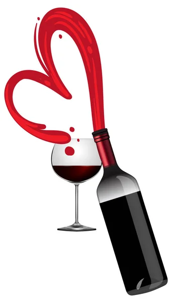 Botella Vino Tinto Ilustración Vidrio — Vector de stock