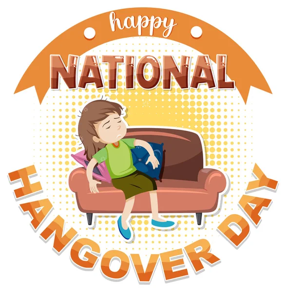 Ilustrasi Hari Hangover Nasional Yang Bahagia - Stok Vektor
