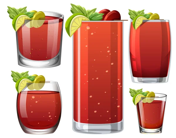 Bicchiere Sanguinoso Cocktail Mary Isolato Illustrazione — Vettoriale Stock