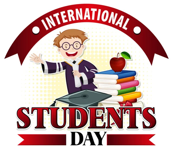 International Students Day Banner Design Illustration - Stok Vektor