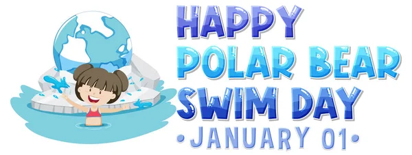 Polar Bear Swim Day Banner Design Illustration — Stockový vektor