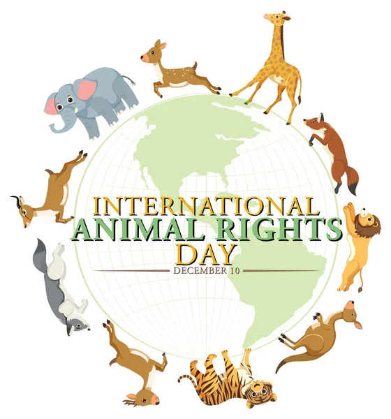 Mezinárodní Den Práv Zvířat Banner Design Ilustrace — Stockový vektor
