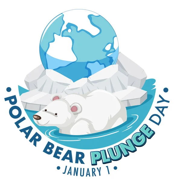 Illustrazione Icona Del Giorno Del Tuffo Dell Orso Polare Gennaio — Vettoriale Stock