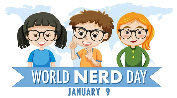 World Nerd Dayバナーデザインイラスト — ストックベクタ