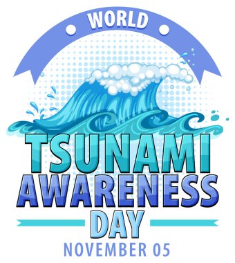 World Tsunami Awareness Day Logo Design illustration