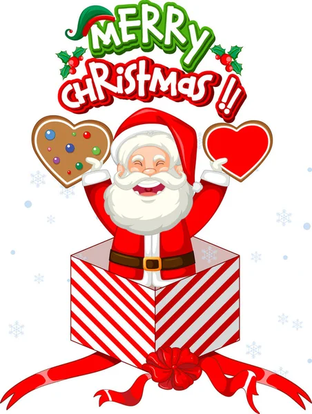 Weihnachtsmann Und Weihnachtsgeschenk Box Illustration — Stockvektor