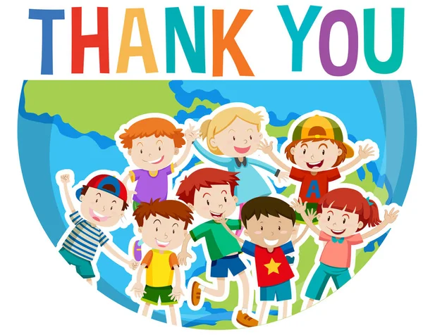 Children Word Thank You Illustration — Vettoriale Stock