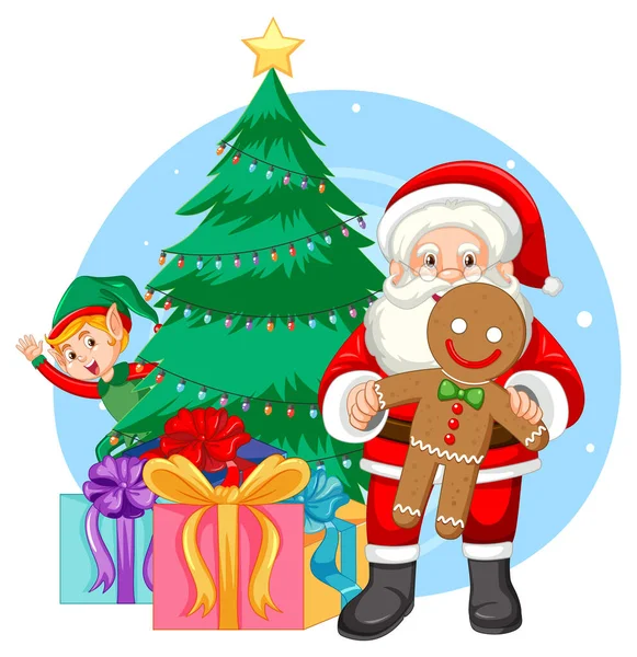 Roztomilé Vánoční Postavy Ikona Izolované Ilustrace — Stockový vektor
