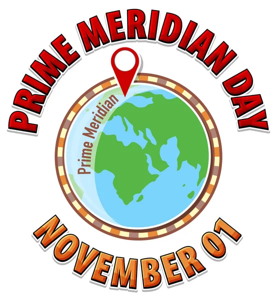 Prime Meridian Day Logo Concept Illustration — Stock vektor
