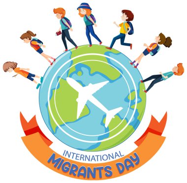 Uluslararası Göçmenler için Bayrak Tasarımı illüstrasyonu