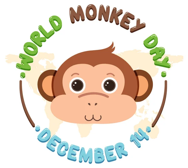 Ilustração Projeto Cartaz Dia Macaco Mundial — Vetor de Stock