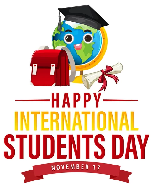 International Students Day Banner Design Illustration - Stok Vektor