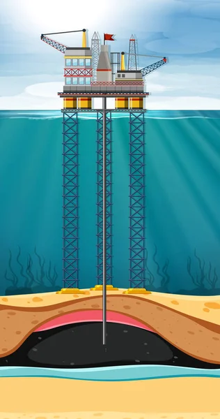 Plataformas Offshore Ilustração Mar —  Vetores de Stock