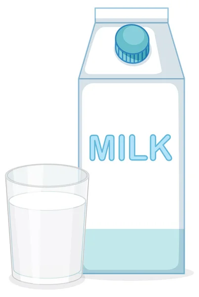 Milk Carton Box Glass Illustration — Stock Vector