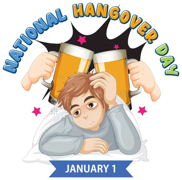 Ilustrasi Ikon Hari Mabuk Nasional Januari - Stok Vektor