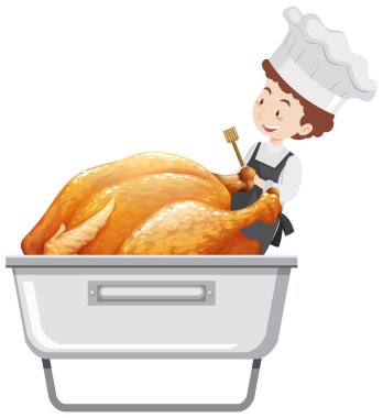 Catering food with chicken illustration