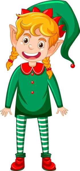 Cute Kid Sobie Elf Kostium Kreskówki Ilustracja — Wektor stockowy