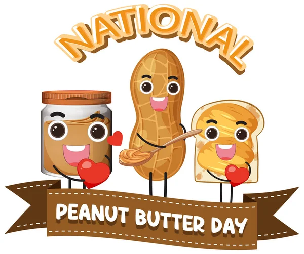 National Peabut Butter Day Banner Projekt Ilustracji — Wektor stockowy