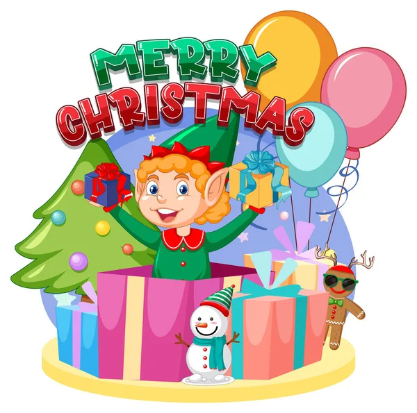 Frohe Weihnachten Zeichen Ikone Cartoon Illustration — Stockvektor