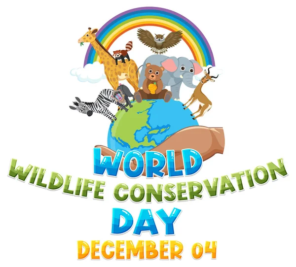 Día Mundial Conservación Vida Silvestre Banner Design Illustration — Archivo Imágenes Vectoriales