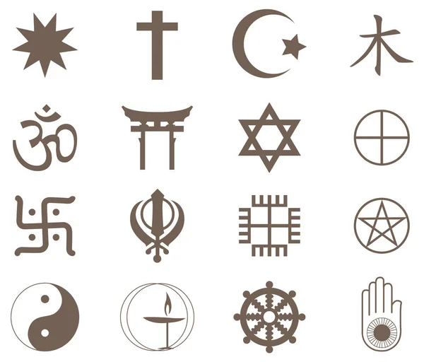 Religious symbols isolated set illustration