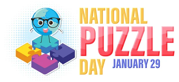 National Puzzle Day Banner Design Illustration — Stock vektor