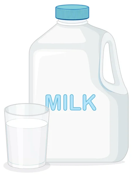 Mjölkflaska Med Glasillustration — Stock vektor
