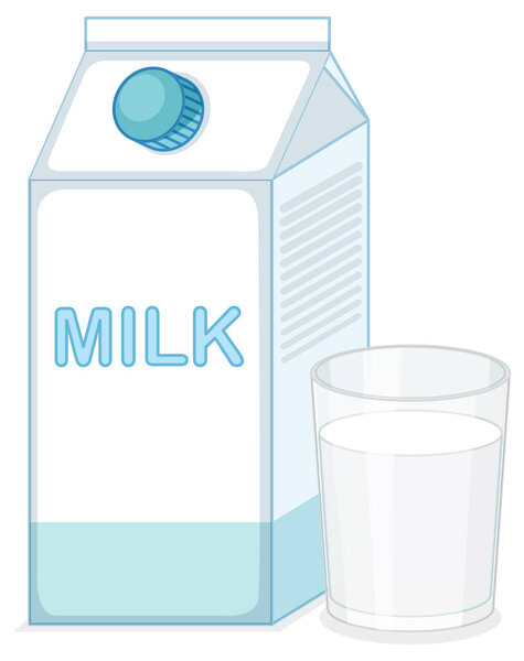 Milk carton box with a glass illustration