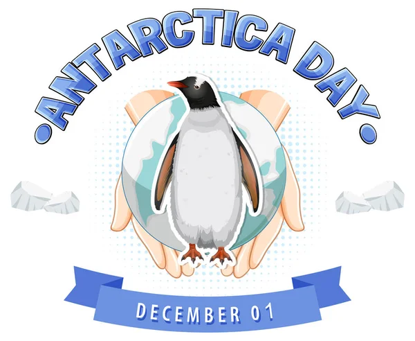 Glücklich Antarktis Tag Plakat Design Illustration — Stockvektor